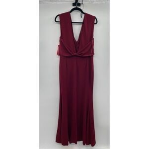 NWT Vow'd Cassava Long Dress Women's 14 Maroon V-Neck Sleeveless Classic Preppy